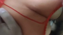 后入红色丝袜大奶肥臀熟女，骚话连篇，奶子有纹身大G奶