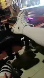 网吧调教开发素人 帆布鞋长筒棉袜