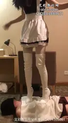 制服 12厘米白色高跟靴子踩踏废物