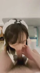 高颜值的清纯女仆口交